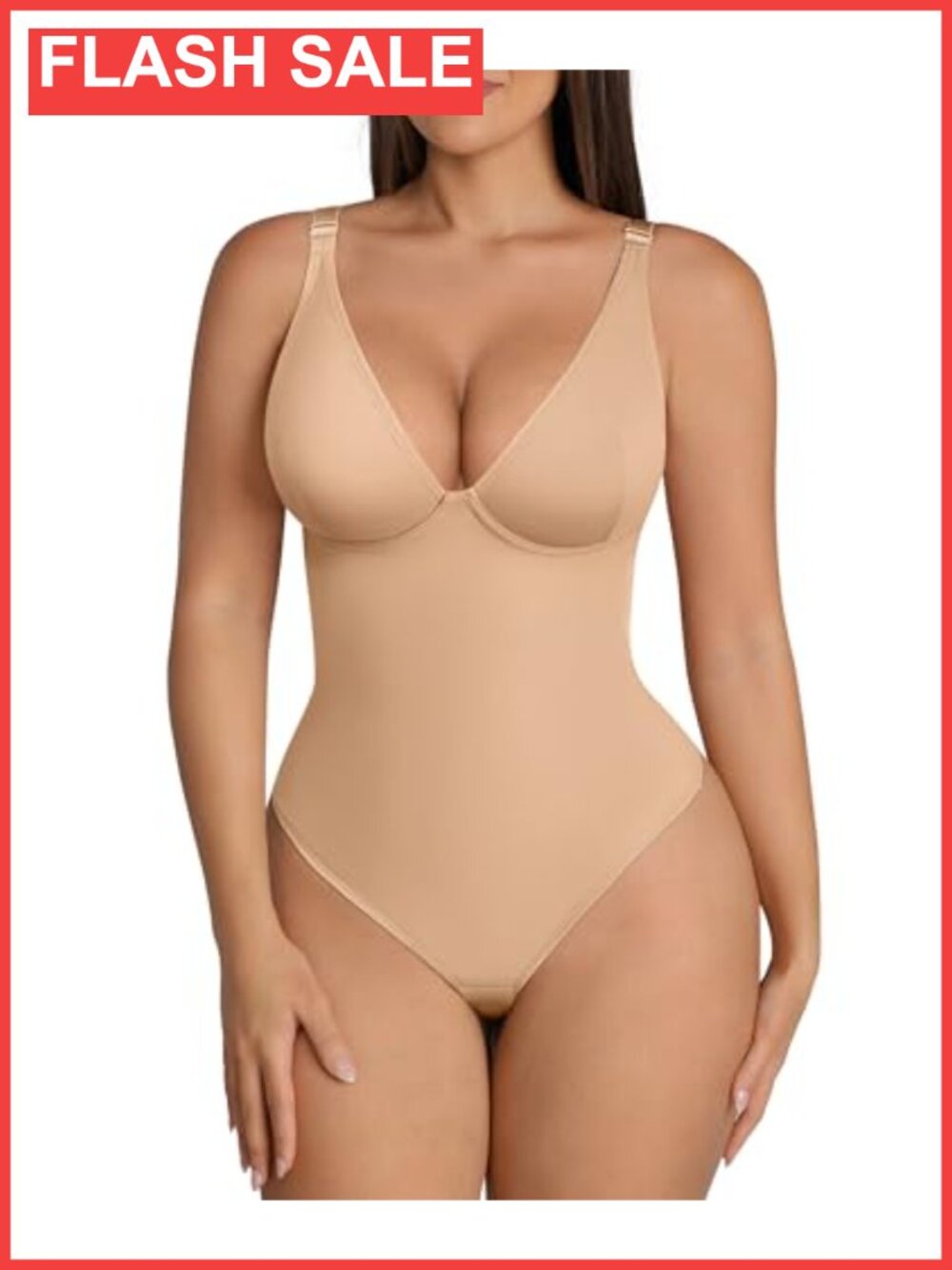 Shapewear Bodysuit Tummy Control Deep V Neck